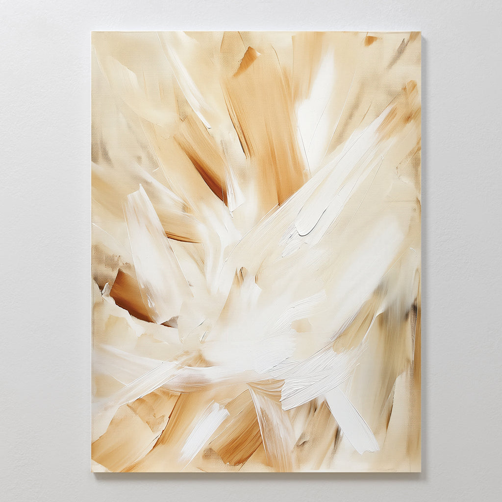 Whisper of Silk – beige and white abstract canvas wall art print by Aspire Prints
