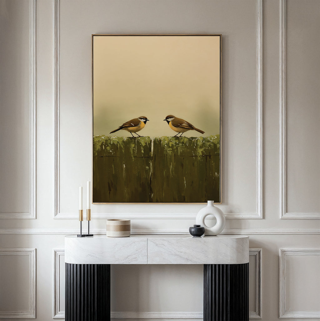 Whispers on the Old Post Canvas Print – neutral-toned vintage canvas wall art print by Aspire Prints