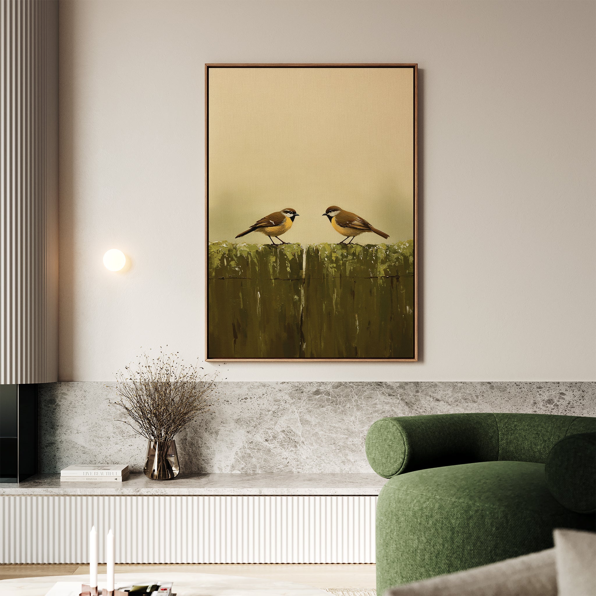 Whispers on the Old Post Canvas Print – neutral-toned vintage canvas wall art print by Aspire Prints