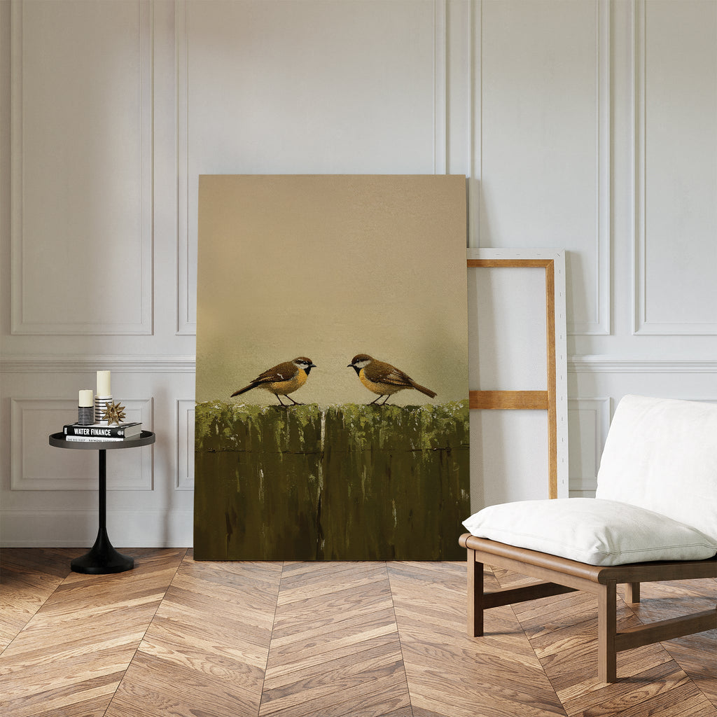 Whispers on the Old Post Canvas Print – neutral-toned vintage canvas wall art print by Aspire Prints