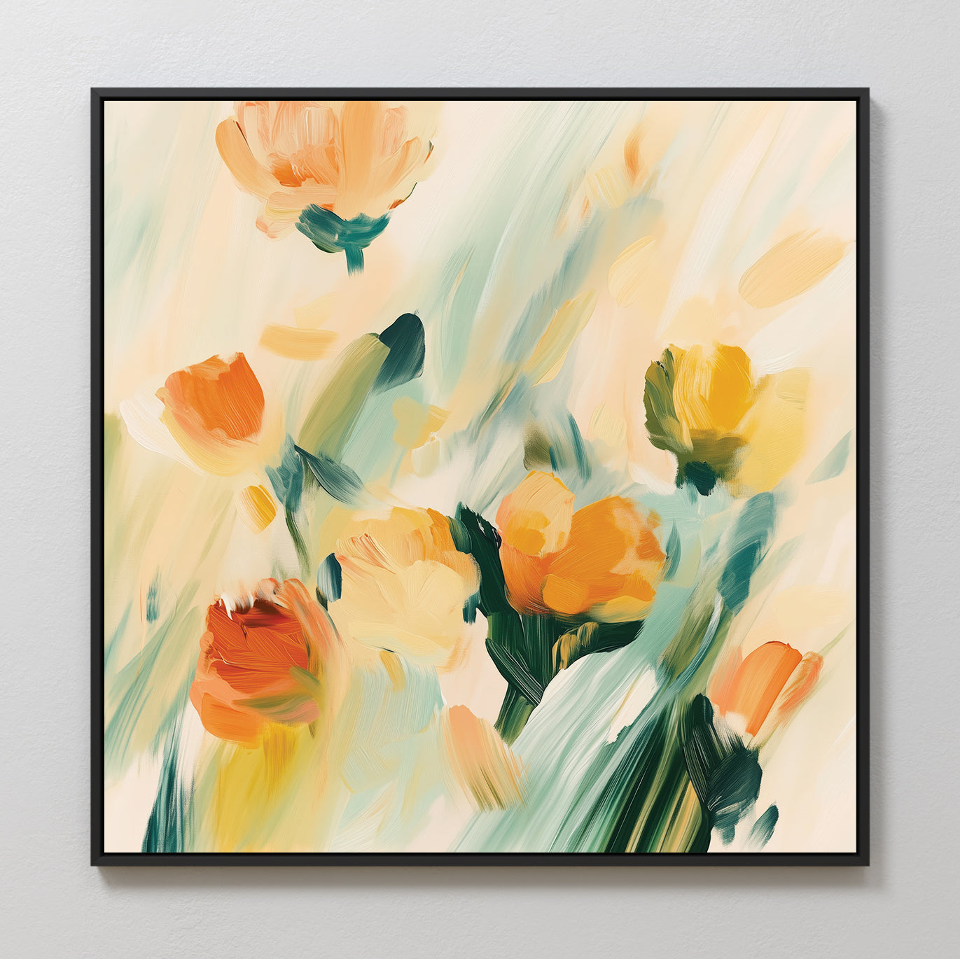 Saffron Reverie in Bloom – multicolour botanical canvas wall art print by Aspire Prints