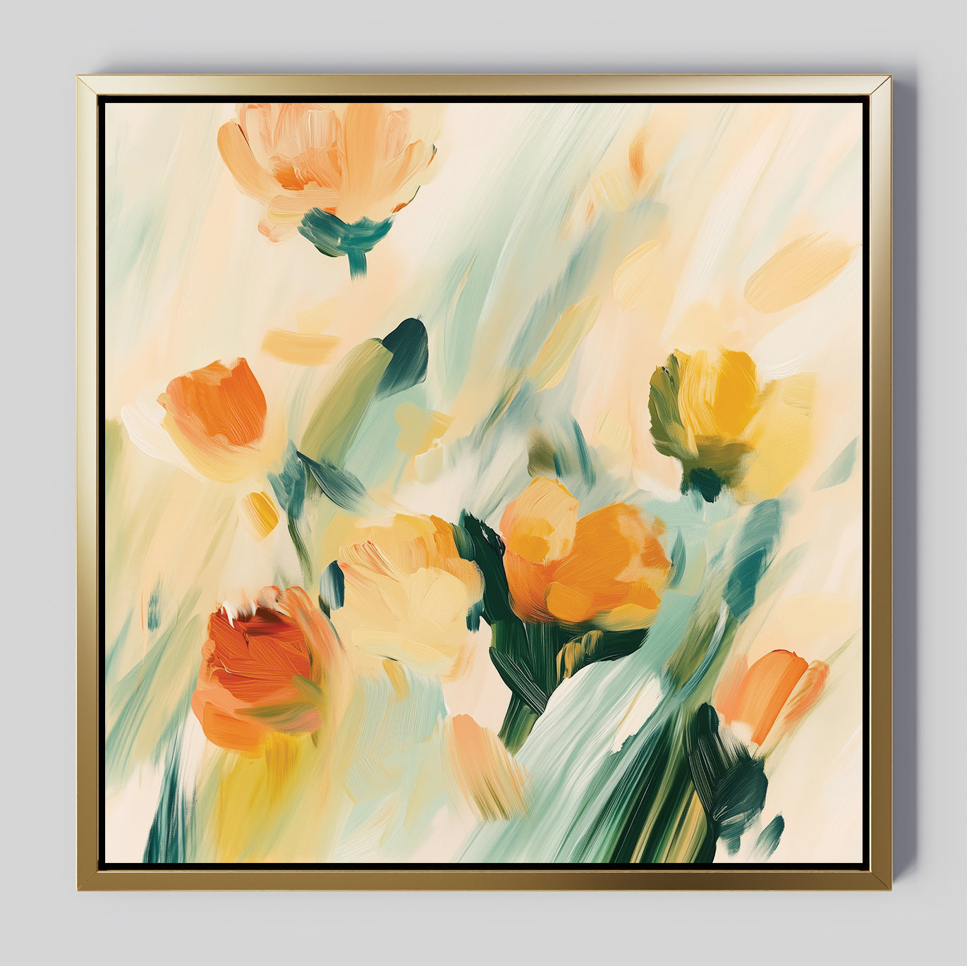 Saffron Reverie in Bloom – multicolour botanical canvas wall art print by Aspire Prints