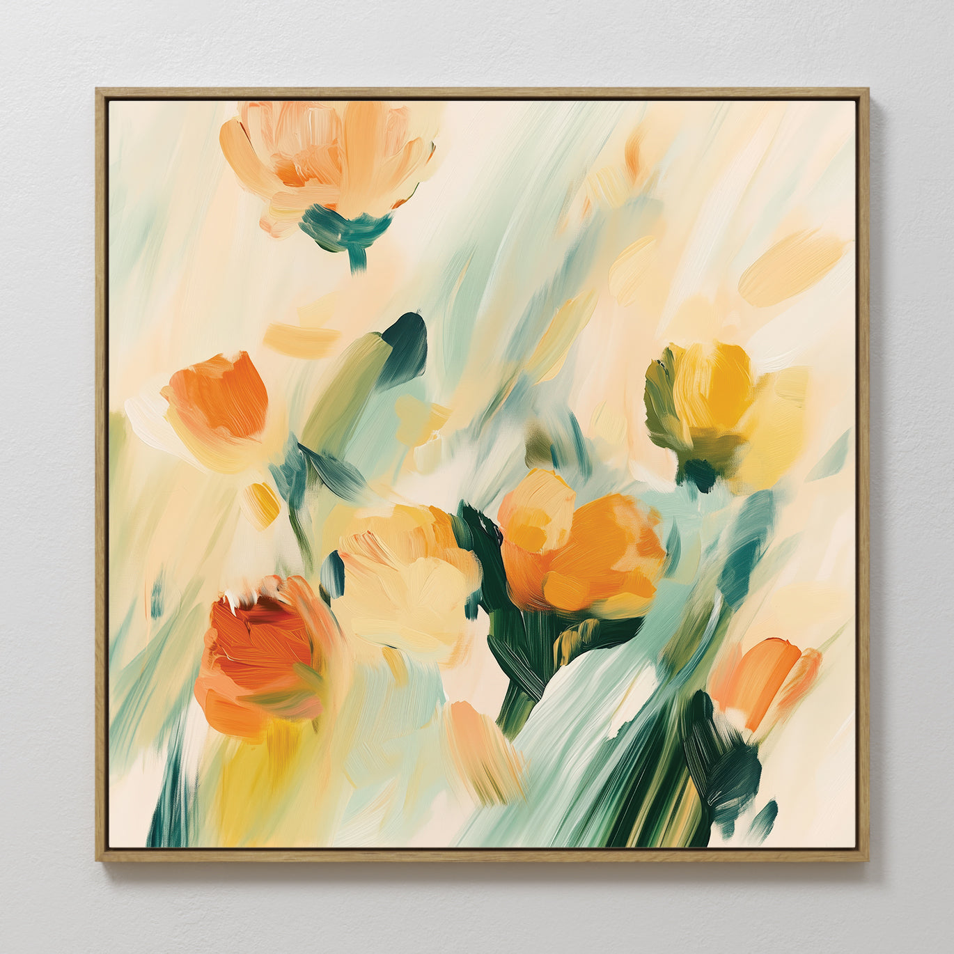 Saffron Reverie in Bloom – multicolour botanical canvas wall art print by Aspire Prints