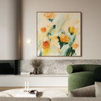Saffron Reverie in Bloom – multicolour botanical canvas wall art print by Aspire Prints