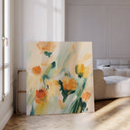Saffron Reverie in Bloom – multicolour botanical canvas wall art print by Aspire Prints