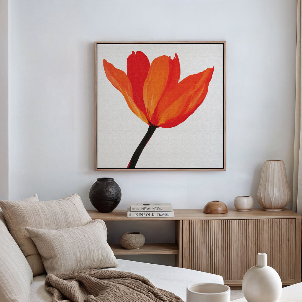 Ember Bloom in Solitude – neutral-toned botanical canvas wall art print by Aspire Prints