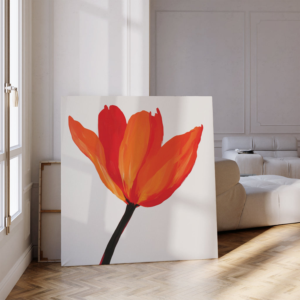 Ember Bloom in Solitude – neutral-toned botanical canvas wall art print by Aspire Prints