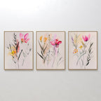Petals in Whisper – Set of 3 Canvas Prints set of 3 – blush pink botanical canvas wall art by Aspire Prints