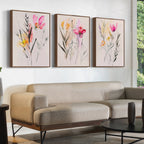 Petals in Whisper – Set of 3 Canvas Prints set of 3 – blush pink botanical canvas wall art by Aspire Prints