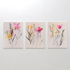 Petals in Whisper – Set of 3 Canvas Prints set of 3 – blush pink botanical canvas wall art by Aspire Prints