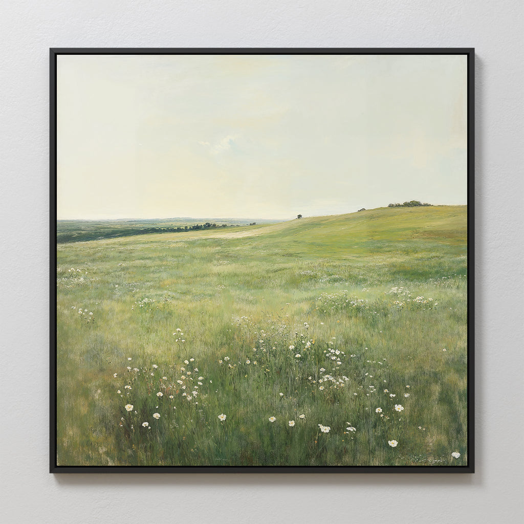 Whispering Wildflowers – green vintage canvas wall art print by Aspire Prints