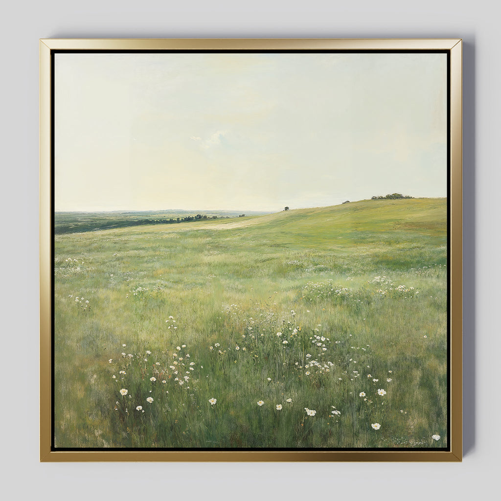 Whispering Wildflowers – green vintage canvas wall art print by Aspire Prints