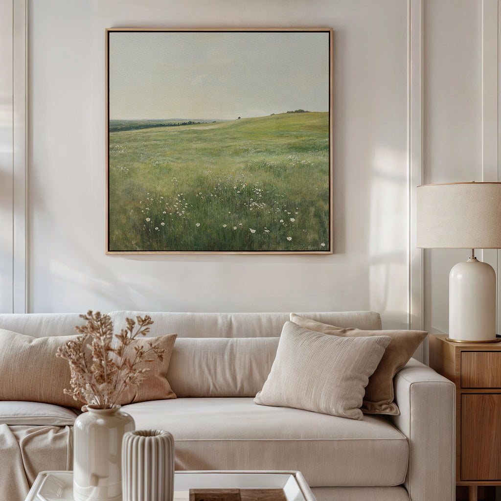 Whispering Wildflowers – green vintage canvas wall art print by Aspire Prints