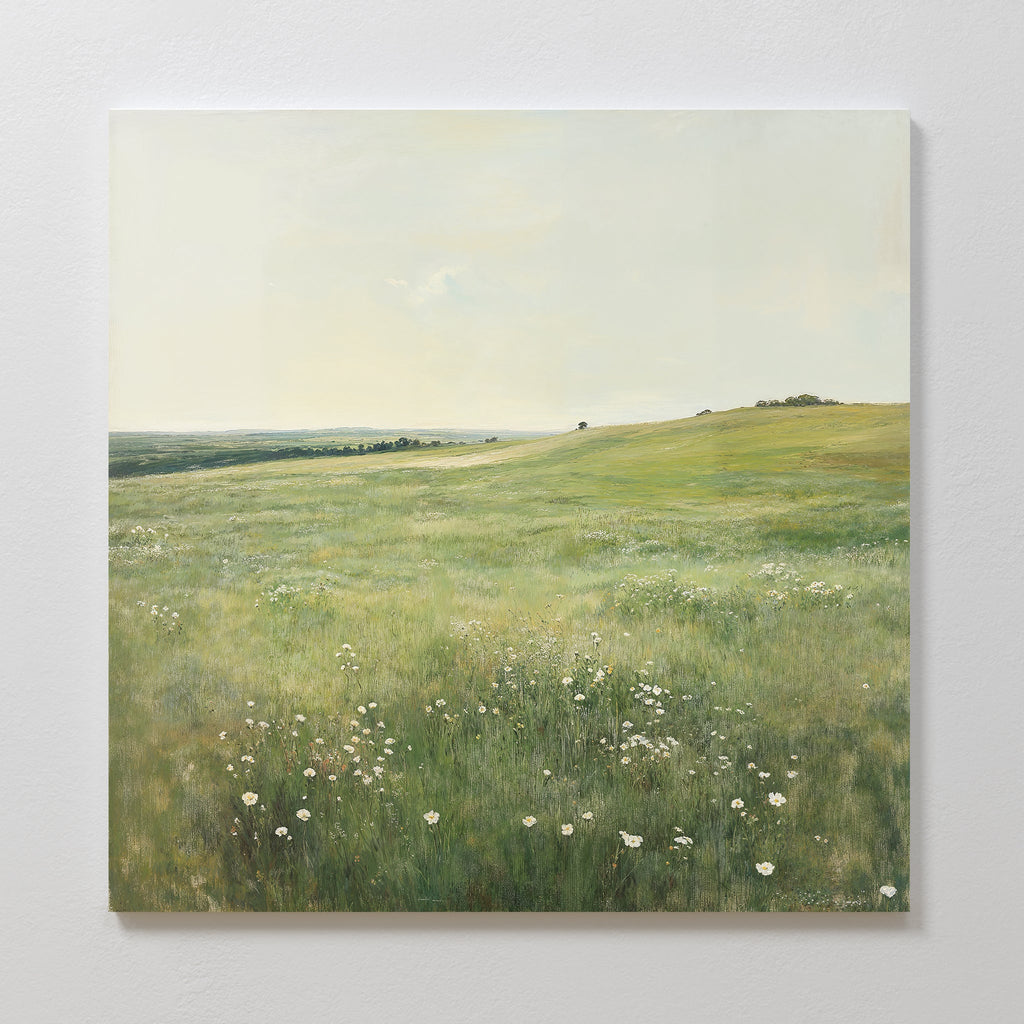 Whispering Wildflowers – green vintage canvas wall art print by Aspire Prints