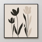 Whispers in Bloom – black and white botanical canvas wall art print by Aspire Prints