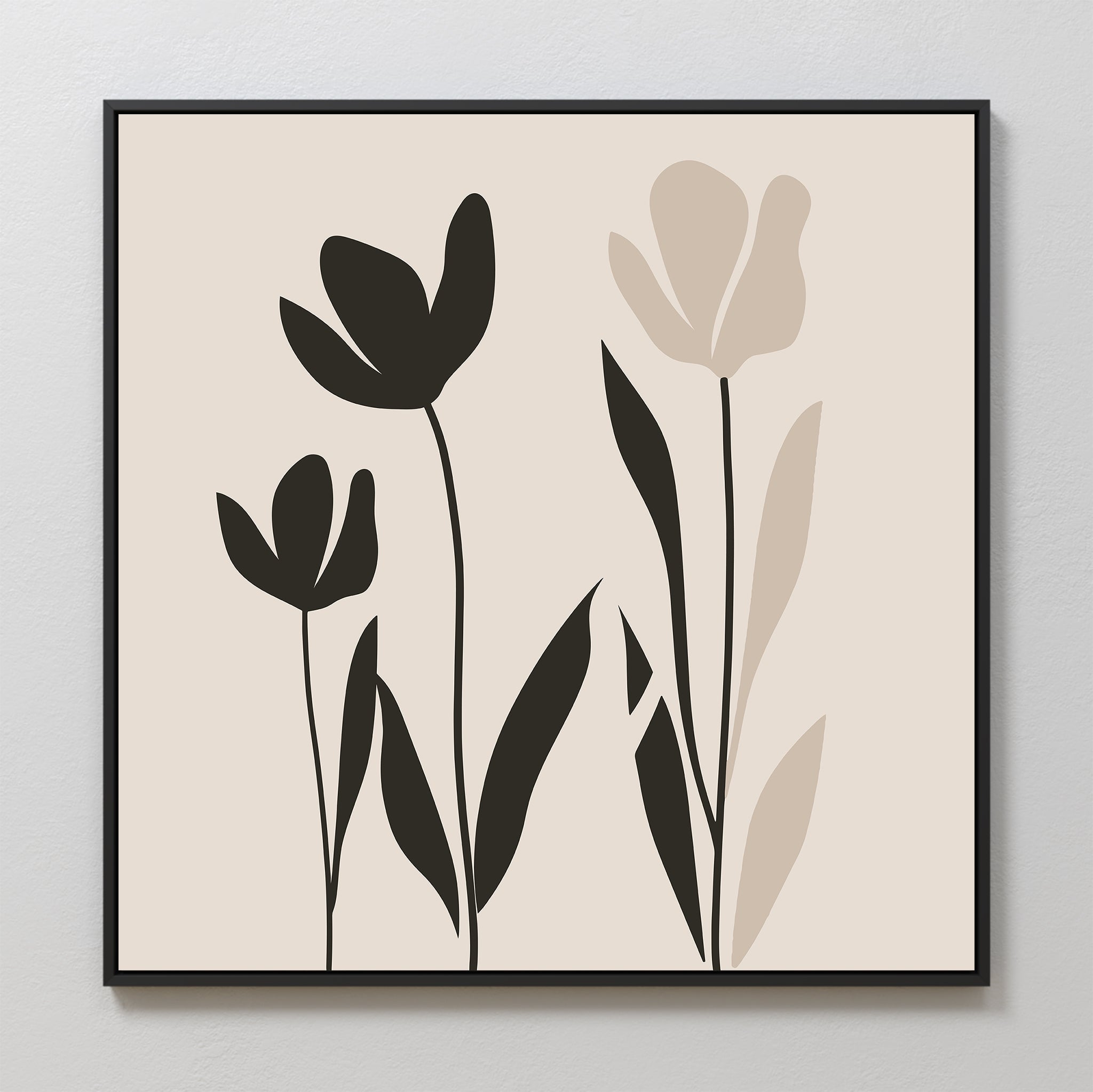 Whispers in Bloom – black and white botanical canvas wall art print by Aspire Prints