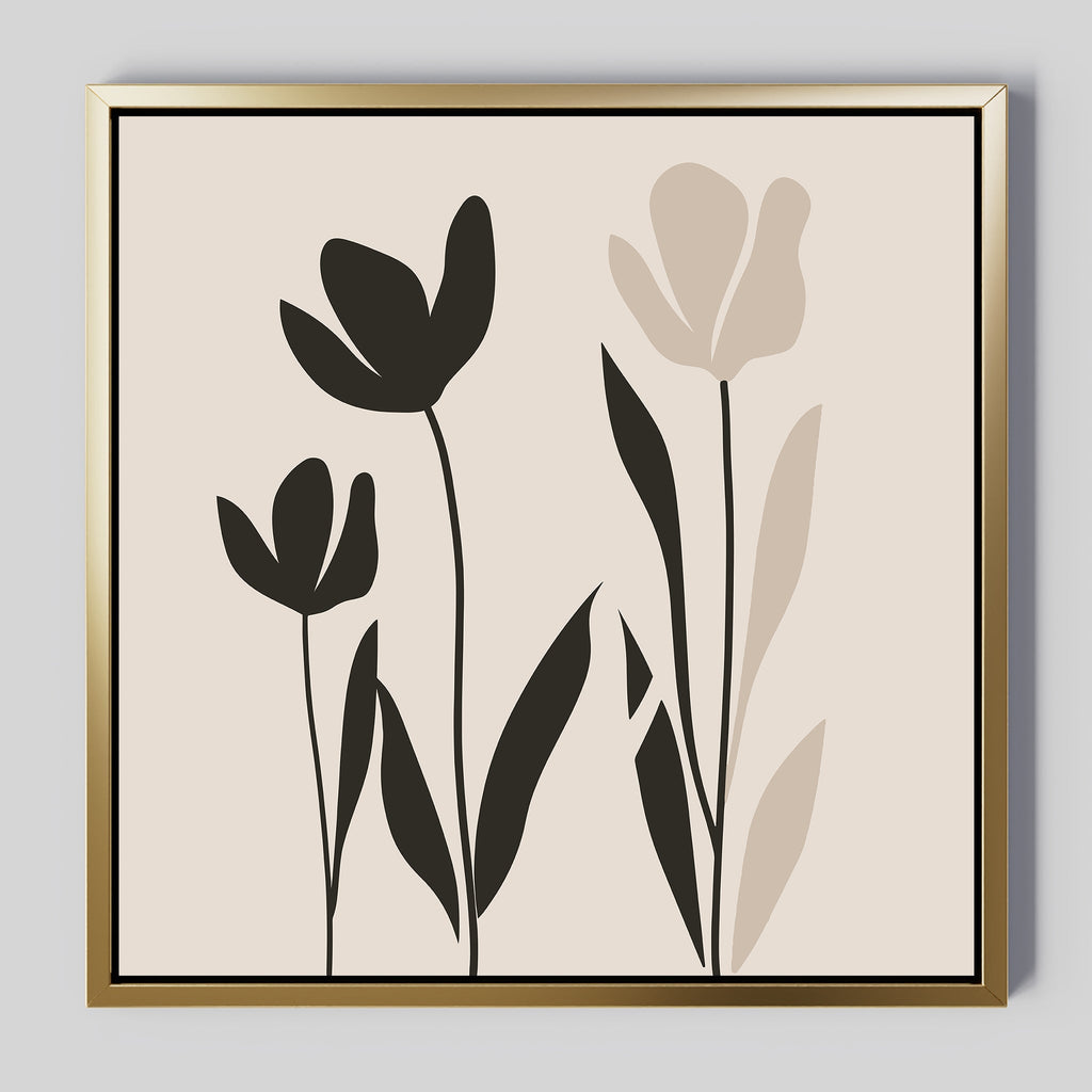 Whispers in Bloom – black and white botanical canvas wall art print by Aspire Prints