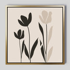 Whispers in Bloom – black and white botanical canvas wall art print by Aspire Prints