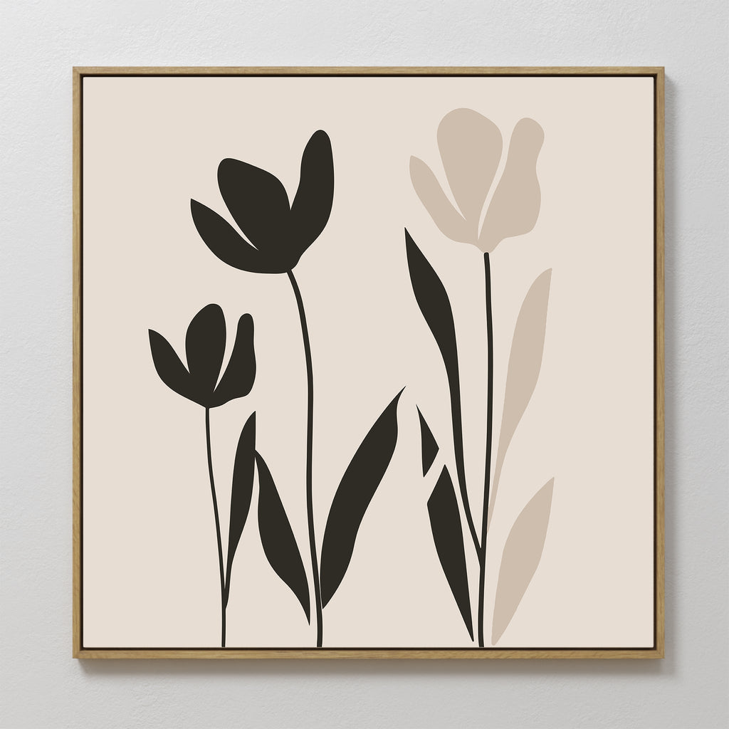 Whispers in Bloom – black and white botanical canvas wall art print by Aspire Prints