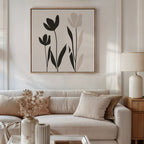 Whispers in Bloom – black and white botanical canvas wall art print by Aspire Prints