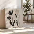 Whispers in Bloom – black and white botanical canvas wall art print by Aspire Prints