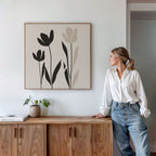 Whispers in Bloom – black and white botanical canvas wall art print by Aspire Prints