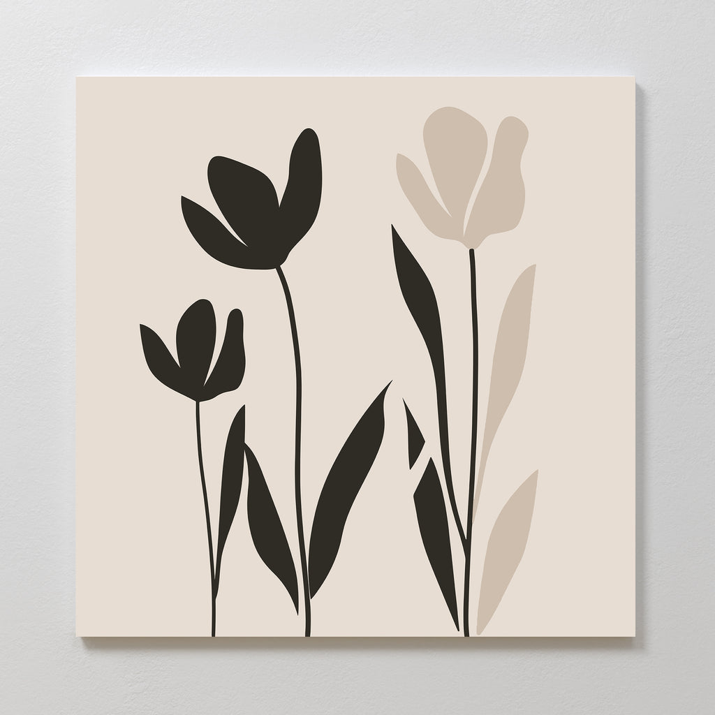 Whispers in Bloom – black and white botanical canvas wall art print by Aspire Prints