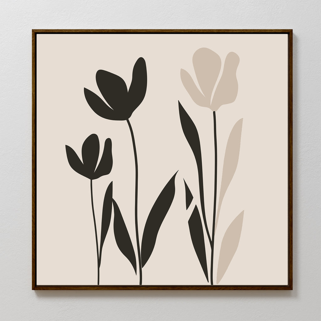 Whispers in Bloom – black and white botanical canvas wall art print by Aspire Prints
