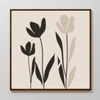 Whispers in Bloom – black and white botanical canvas wall art print by Aspire Prints