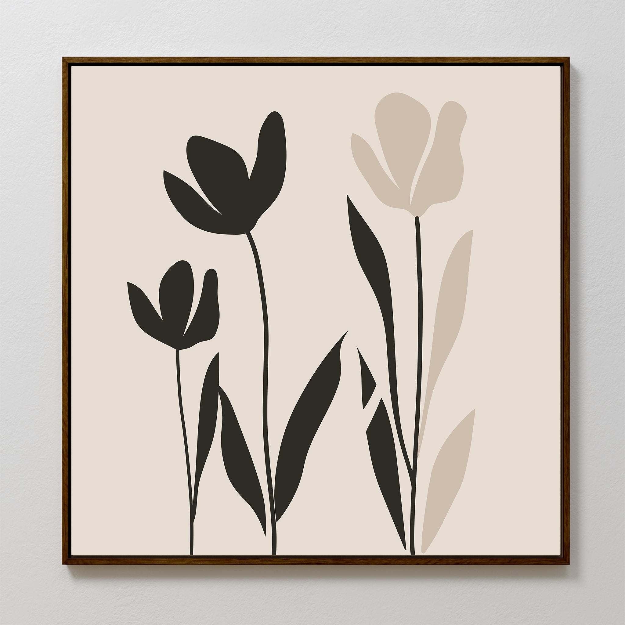 Whispers in Bloom – black and white botanical canvas wall art print by Aspire Prints