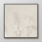 Whispering Petals in Bloom – beige and white botanical canvas wall art print by Aspire Prints