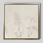 Whispering Petals in Bloom – beige and white botanical canvas wall art print by Aspire Prints