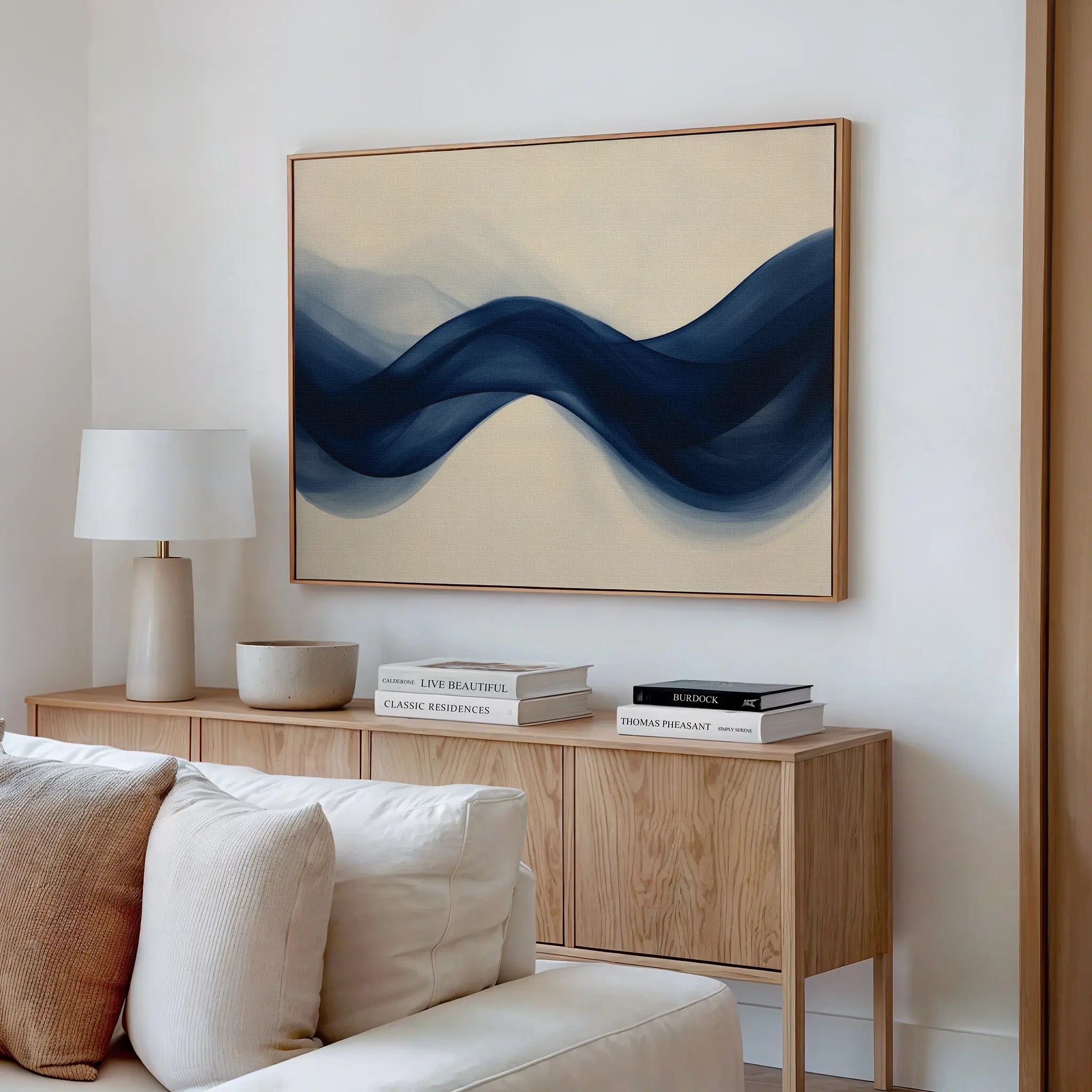 Indigo Tide Whisper – blue abstract canvas wall art print by Aspire Prints