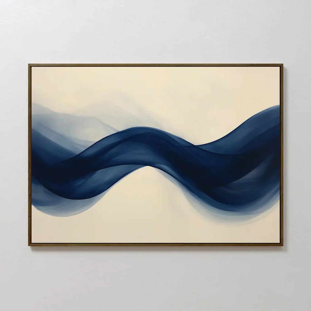Indigo Tide Whisper – blue abstract canvas wall art print by Aspire Prints