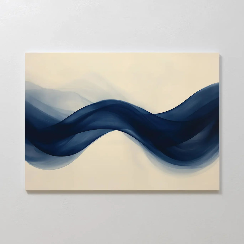 Indigo Tide Whisper – blue abstract canvas wall art print by Aspire Prints