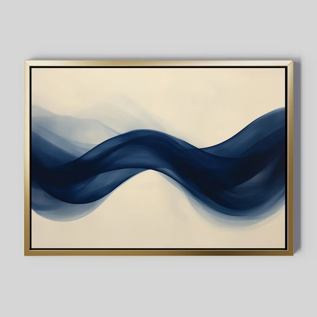 Indigo Tide Whisper – blue abstract canvas wall art print by Aspire Prints