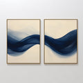 Indigo Tide Whispers – Set of 2 Canvas Prints set of 2 – neutral-toned abstract canvas wall art by Aspire Prints