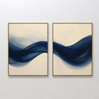 Indigo Tide Whispers – Set of 2 Canvas Prints set of 2 – neutral-toned abstract canvas wall art by Aspire Prints