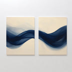 Indigo Tide Whispers – Set of 2 Canvas Prints set of 2 – neutral-toned abstract canvas wall art by Aspire Prints