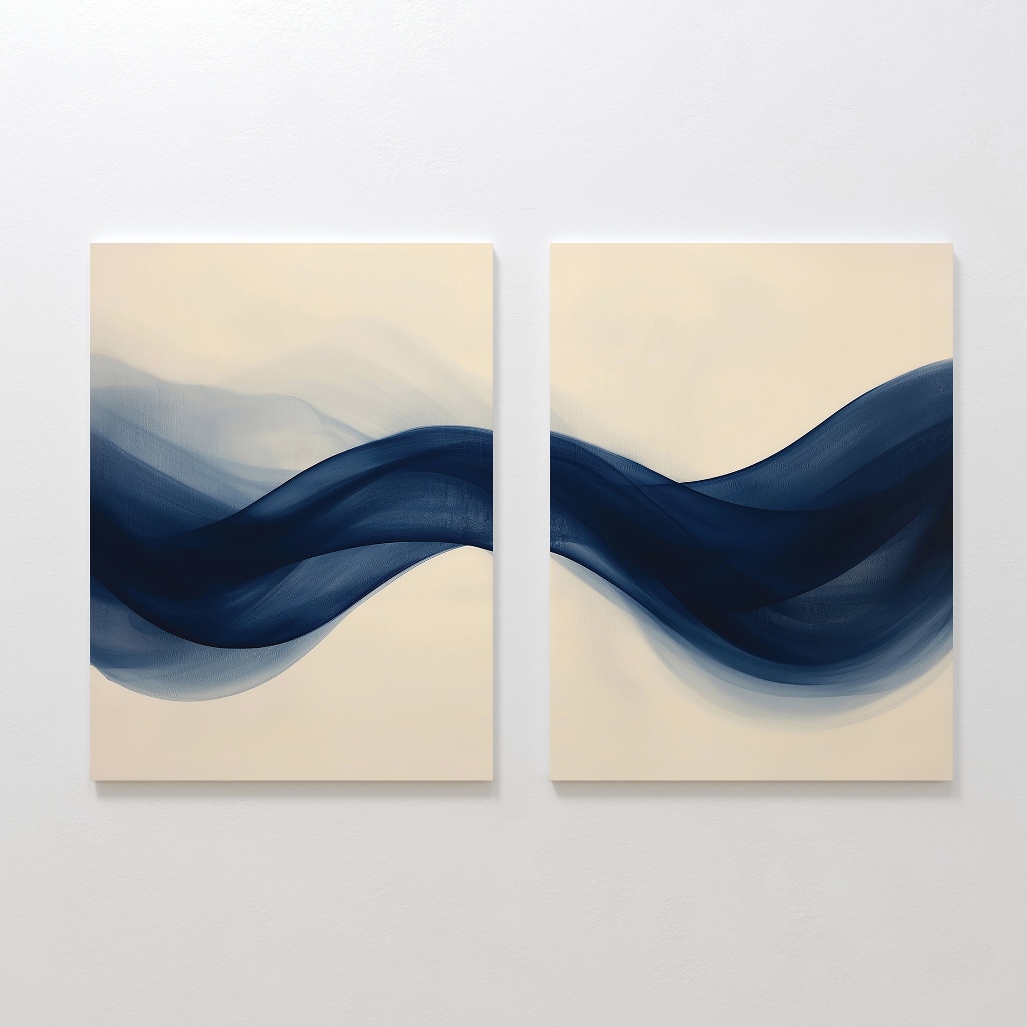 Indigo Tide Whispers – Set of 2 Canvas Prints set of 2 – neutral-toned abstract canvas wall art by Aspire Prints