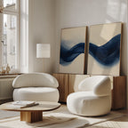 Indigo Tide Whispers – Set of 2 Canvas Prints set of 2 – neutral-toned abstract canvas wall art by Aspire Prints