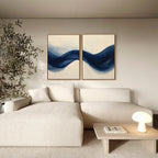 Indigo Tide Whispers – Set of 2 Canvas Prints set of 2 – neutral-toned abstract canvas wall art by Aspire Prints