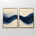 Indigo Tide Whispers – Set of 2 Canvas Prints set of 2 – neutral-toned abstract canvas wall art by Aspire Prints