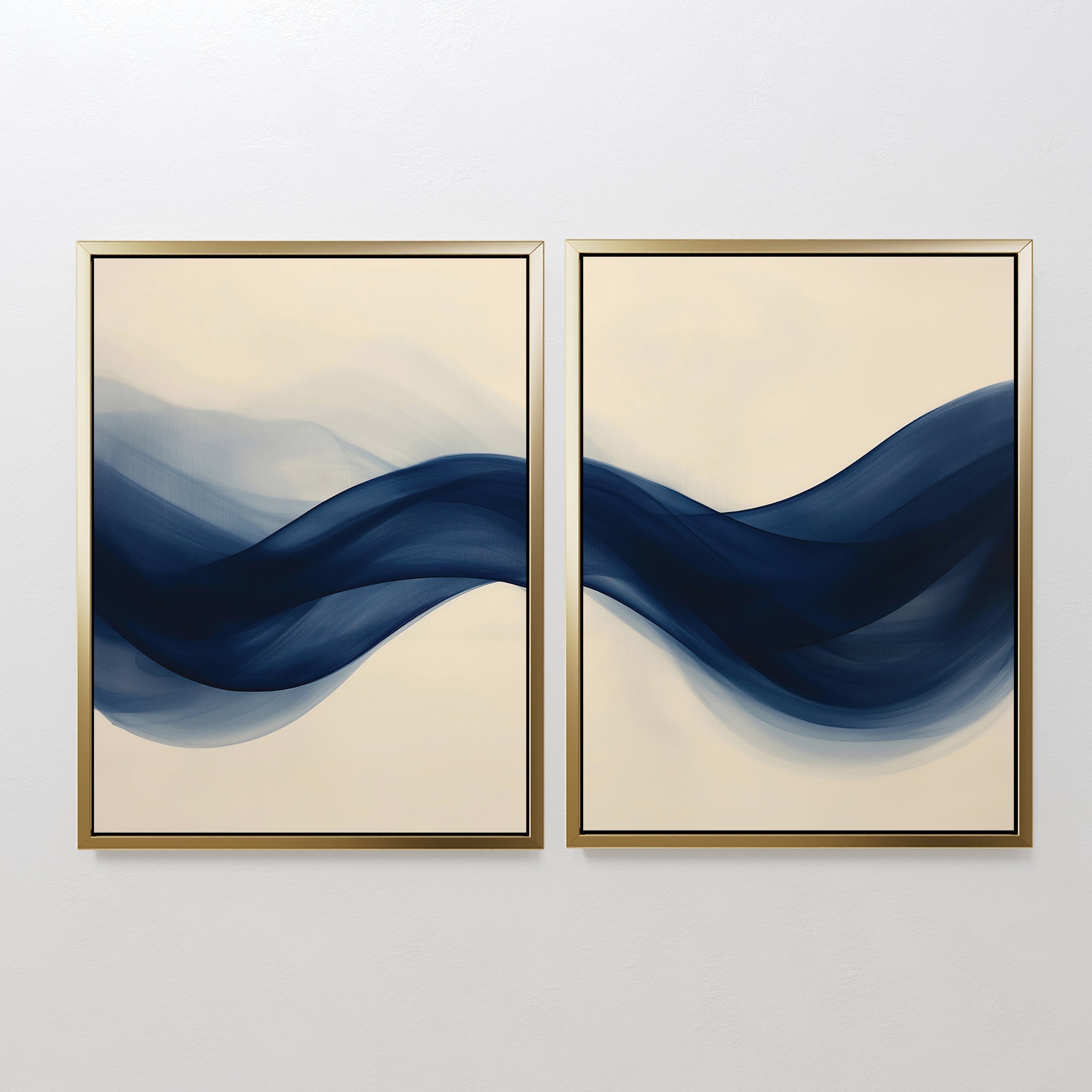 Indigo Tide Whispers – Set of 2 Canvas Prints set of 2 – neutral-toned abstract canvas wall art by Aspire Prints