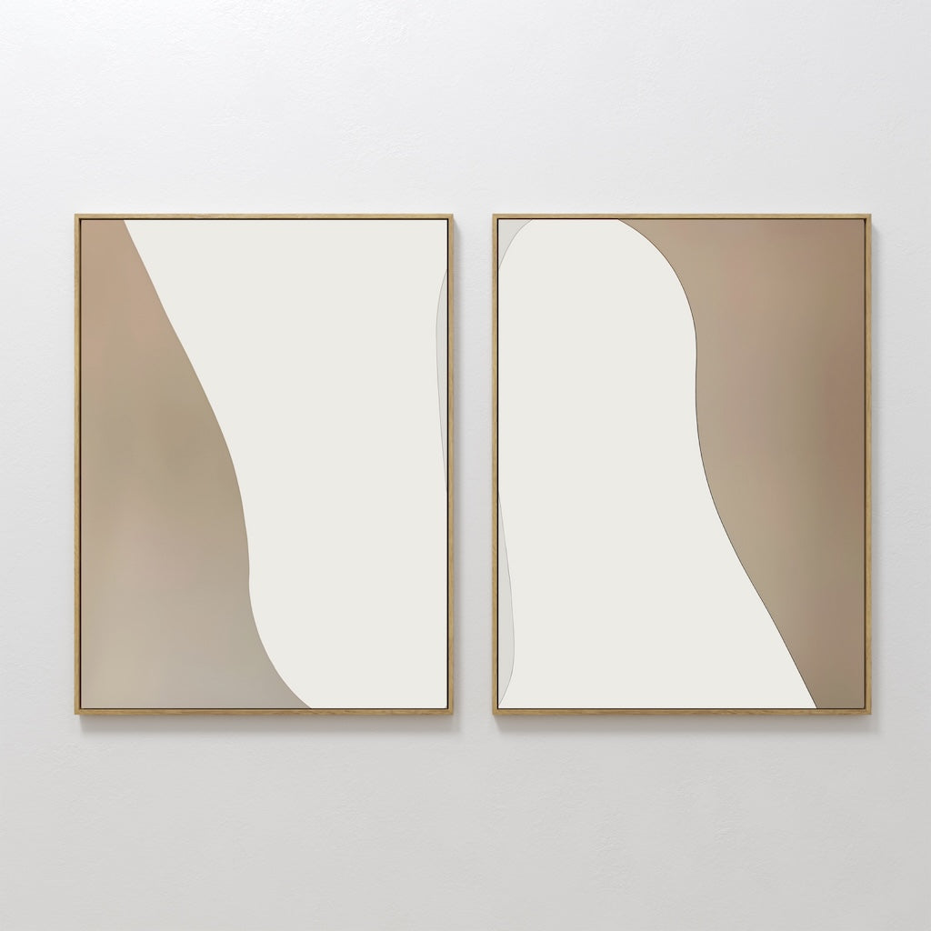 Whispers in Linen – Set of 2 Canvas Prints set of 2 – beige and white abstract canvas wall art by Aspire Prints