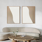 Whispers in Linen – Set of 2 Canvas Prints set of 2 – beige and white abstract canvas wall art by Aspire Prints