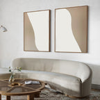 Whispers in Linen – Set of 2 Canvas Prints set of 2 – beige and white abstract canvas wall art by Aspire Prints