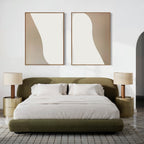 Whispers in Linen – Set of 2 Canvas Prints set of 2 – beige and white abstract canvas wall art by Aspire Prints