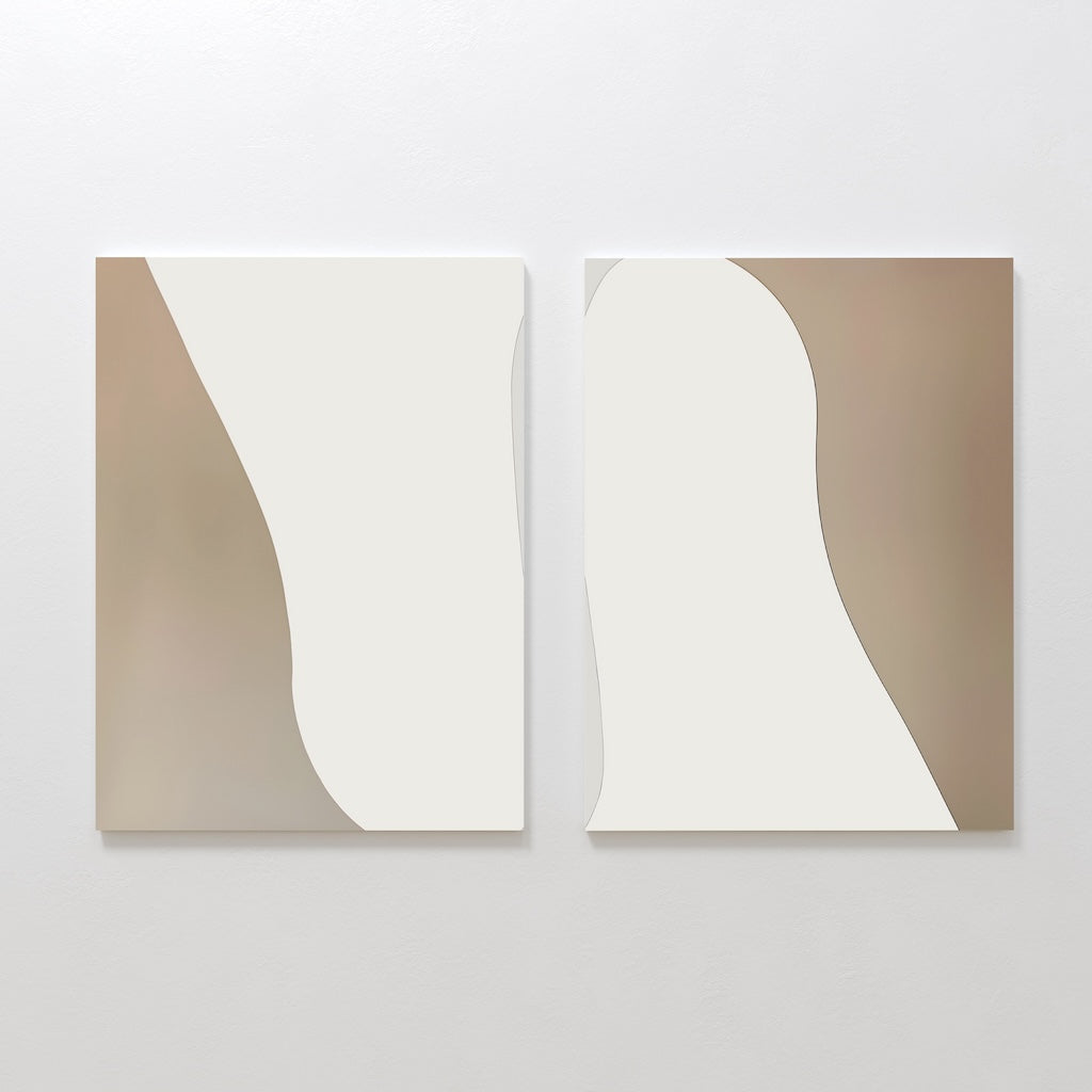 Whispers in Linen – Set of 2 Canvas Prints set of 2 – beige and white abstract canvas wall art by Aspire Prints