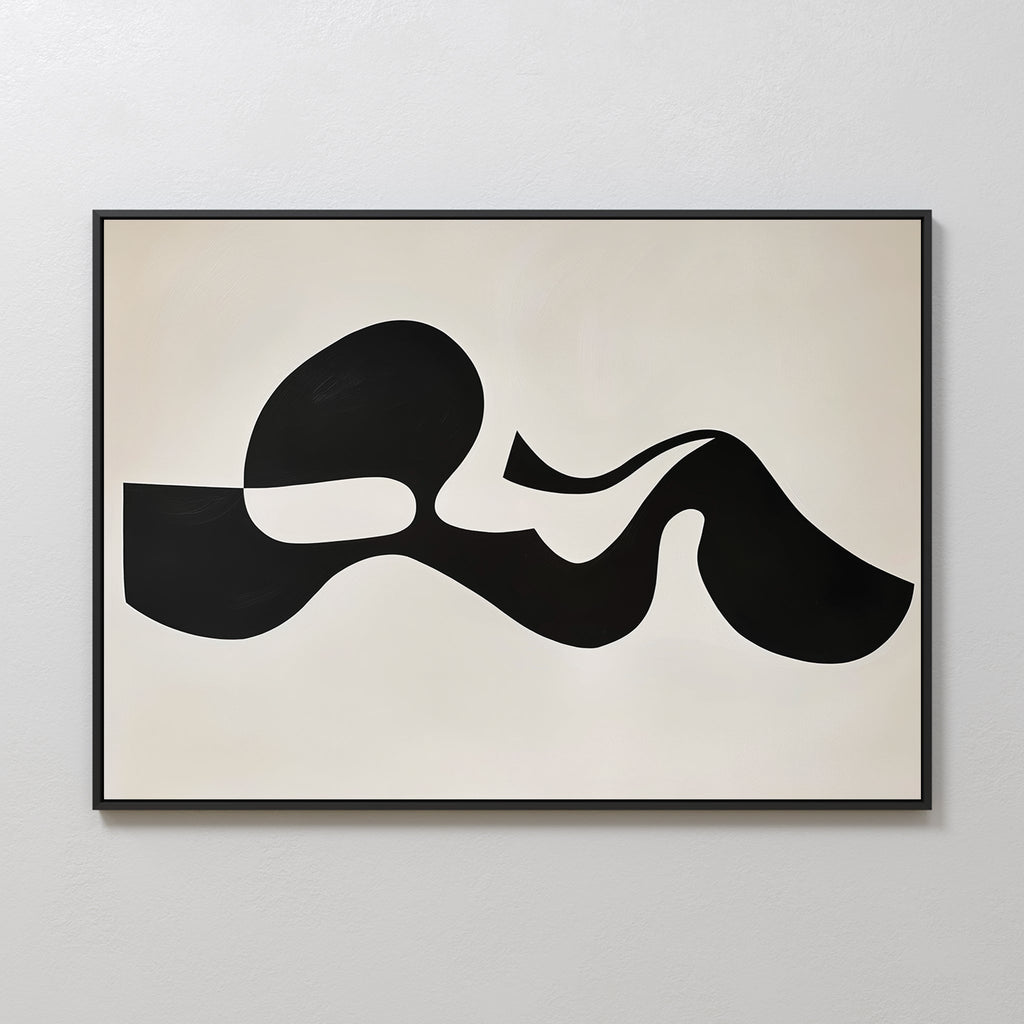 Whispered Calligraphy – black and white abstract canvas wall art print by Aspire Prints